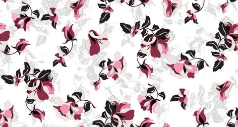 Seamless pattern with flowers on white background. Patch for fabric textile prin Stock Illustration