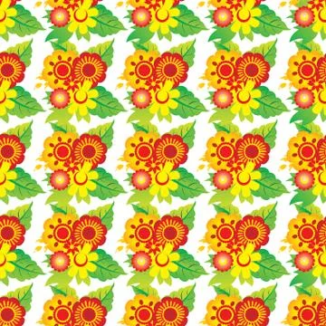 Seamless pattern with  flowers on white Stock Illustration