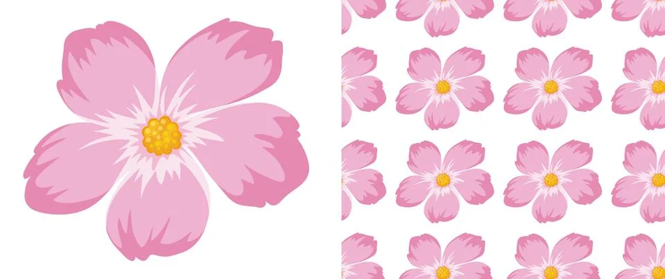 A seamless pattern of flowers on white Stock Illustration