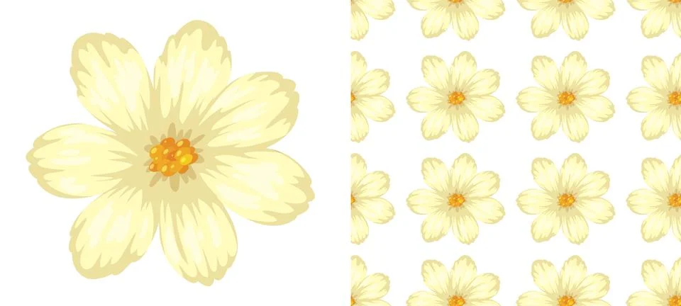 A seamless pattern of flowers on white Stock Illustration