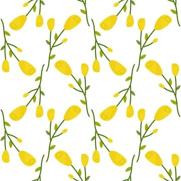 Seamless pattern flowers yellow roses. Vector illustration. For your design.. Stock Illustration