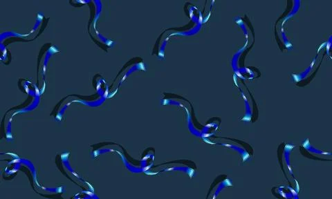 Seamless pattern with flowing ribbon on blue background. Stock Illustration