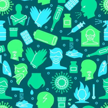 Seamless pattern with flu and coronavirus symbols Stock Illustration