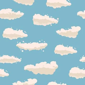 Seamless pattern fluffy cloud white in blue sky Illustrazione stock