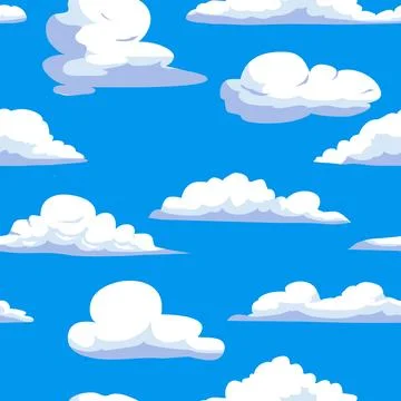 Seamless pattern fluffy cloud white in blue sky Illustrazione stock