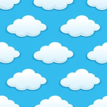 Seamless pattern with fluffy clouds Stock Illustration