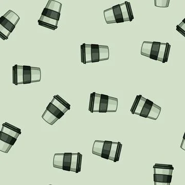 Seamless pattern flute coffee cup reusable cartoon vector Stock Illustration
