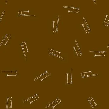 Seamless pattern flute trombone cartoon vector Stock Illustration