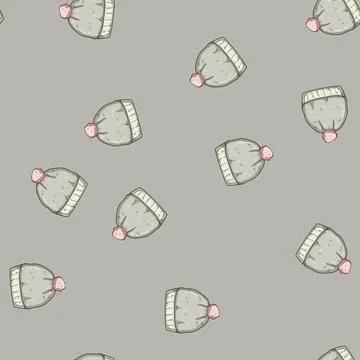 Seamless pattern flute winter hat knit cartoon vector 스톡 일러스트