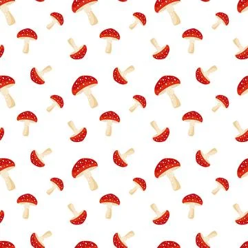 Seamless pattern with fly agaric mushroom Illustrazione stock