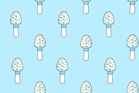 Seamless pattern of fly agarics. Autumn print. Forest mushrooms. Vector ill.. Illustrazione stock