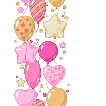 Seamless pattern with fly balloons. Decoration for celebration. 스톡 일러스트