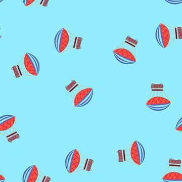 Seamless pattern fly hot air balloon cartoon vector イラスト素材