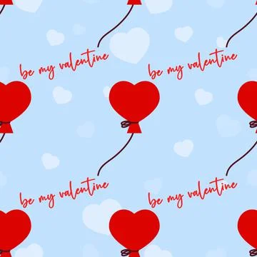 Seamless pattern with flying balloons in the shape of a heart. Stock Illustration