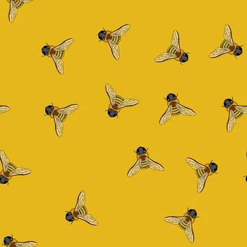 Seamless pattern Flying bee bringing nature and summer concepts 스톡 일러스트