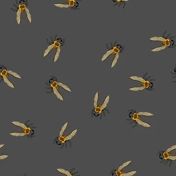 Seamless pattern Flying bee cartoon drawing Illustrazione stock