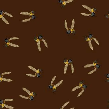 Seamless pattern Flying bee cartoon character creating honey イラスト素材
