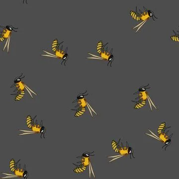 Seamless pattern Flying bee cartoon character on white background Illustrazione stock