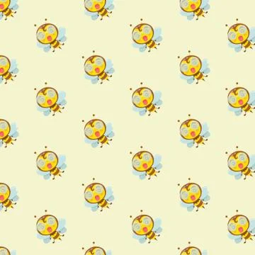 Seamless pattern with flying bee. Stock Illustration