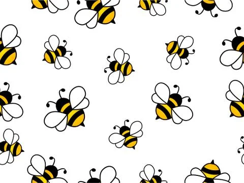 Seamless Pattern with flying bees. Stock Illustration
