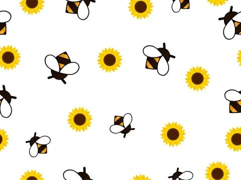 Seamless Pattern with flying bees. Stock Illustration