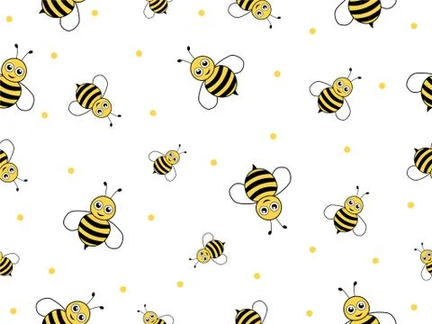 Seamless Pattern with flying bees. Stock Illustration