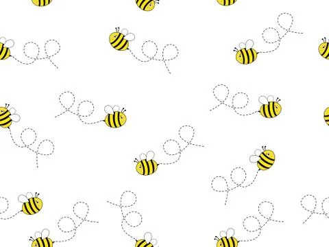 Seamless Pattern with flying bees. 库存插图