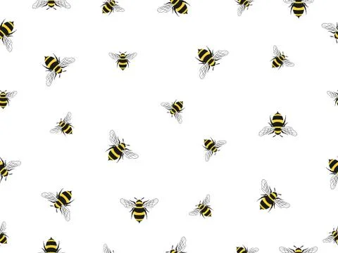 Seamless Pattern with flying bees. Stock Illustration