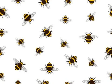 Seamless Pattern with flying bees. Stock Illustration