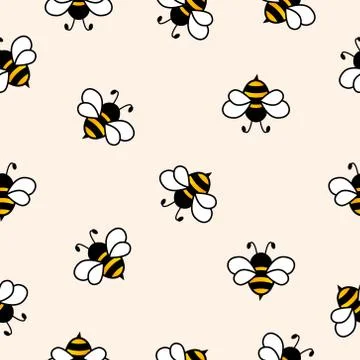 Seamless Pattern with flying bees Stock Illustration