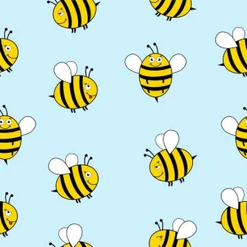 Seamless Pattern with flying bees Stock Illustration