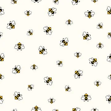 Seamless Pattern with flying bees. イラスト素材
