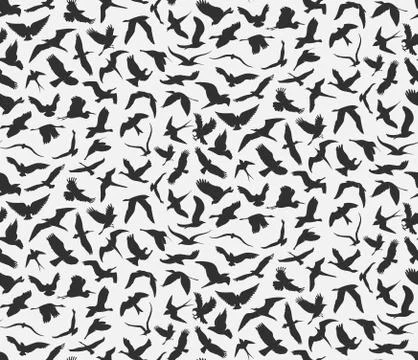 Seamless pattern of flying birds Stock Illustration