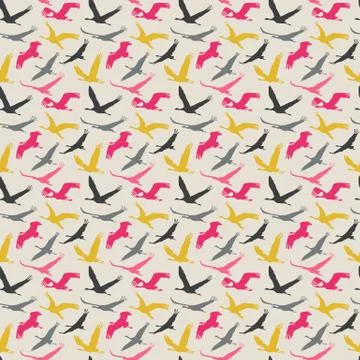 Seamless pattern of flying birds. Stock Illustration