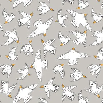 Seamless pattern with flying birds vector Stock Illustration