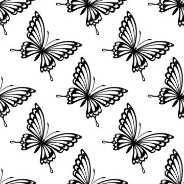 Seamless pattern of flying butterflies Illustrazione stock