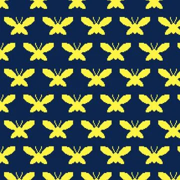 Seamless pattern of flying butterfly or moth Stock Illustration