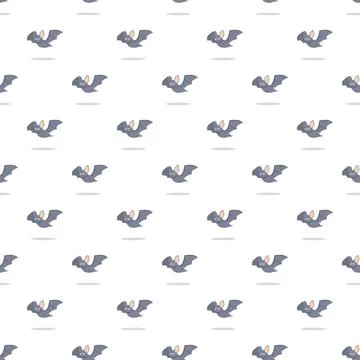 Seamless pattern with flying cartoon bats for halloween Stock Illustration
