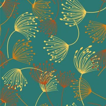 Seamless pattern. Flying of dandelion seeds. Stylish repeating texture. vecto Stock Illustration