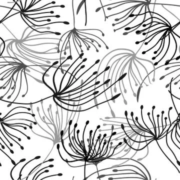 Seamless pattern. Flying of dandelion seeds. Stylish repeating texture. vecto Illustrazione stock