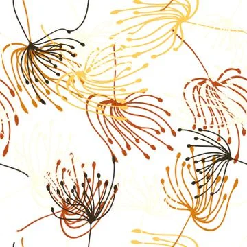 Seamless pattern. Flying of dandelion seeds. Stylish repeating texture. vecto Stock Illustration