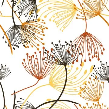 Seamless pattern. Flying of dandelion seeds. Stylish repeating texture. vecto Stock Illustration