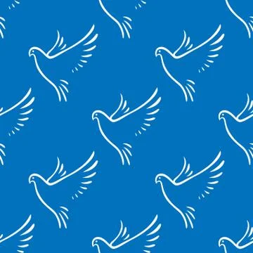 Seamless pattern of flying doves of peace Stock Illustration