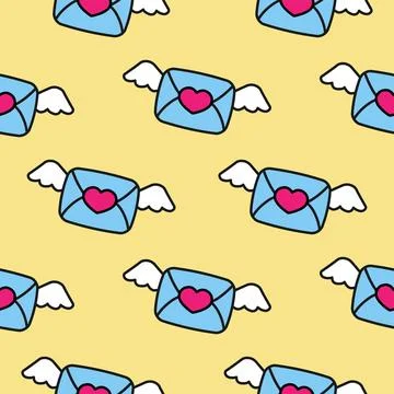Seamless pattern Flying envelope. Love message. Vector illustration Stock Illustration