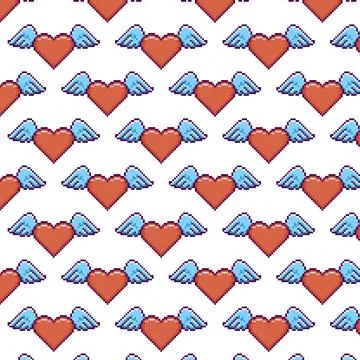 Seamless pattern of flying love hearts Stock Illustration