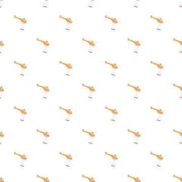 Seamless pattern with flying orange helicopter carrying cargo bucket Stock Illustration