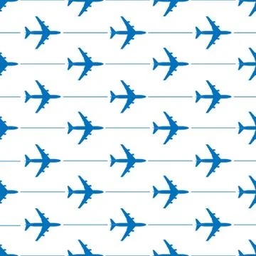 Seamless pattern with flying planes. Vector illustration for simple backgroun 스톡 일러스트