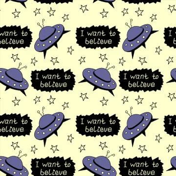 Seamless pattern with Flying Saucers, UFO. Vector background and texture for  Stockillustratie