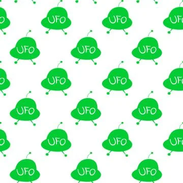 Seamless pattern with Flying Saucers, UFO. Vector background and texture for  Stock Illustration