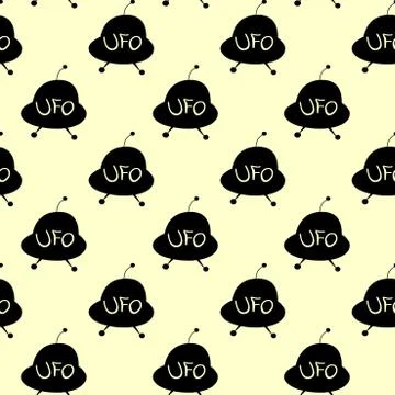 Seamless pattern with Flying Saucers, UFO. Vector background and texture for  Stock Illustration